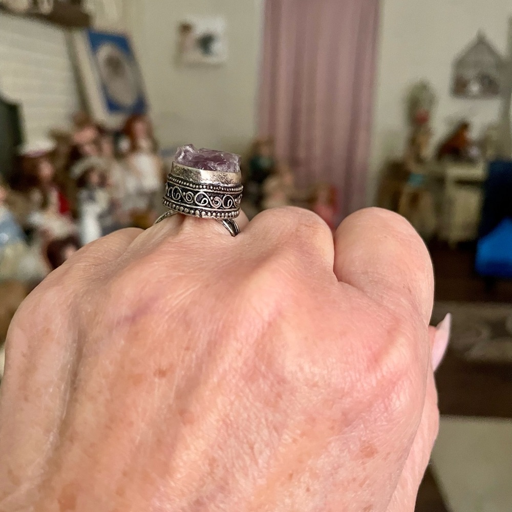 Raw Amethyst Sterling Silver Ring - image 3